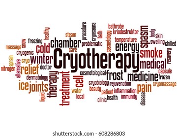 Cryotherapy, word cloud concept on white background.