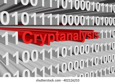 Cryptanalysis In The Form Of Binary Code, 3D Illustration