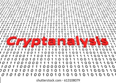 Cryptanalysis In The Form Of Binary Code, 3D Illustration