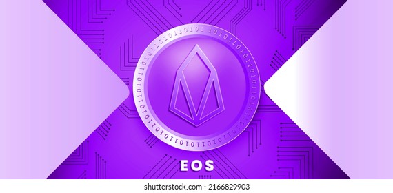 Crypto Currency Eos (EOS) Based On Virtual Cash And Decentralized Finance Technology Concept Banner, Background And Wallpaper