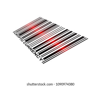 Crypto Currency Text And Laser Scanned Barcode Icon
