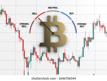 Crypto Trading Bitcoin Strong Sell Fear & Greed Factor Indicator 3D Rendering