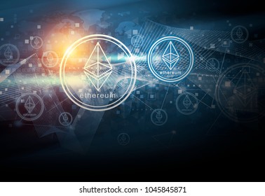 Cryptocurrency Ethereum Digital Money And Global Network Connection Abstract Background Design Illustration