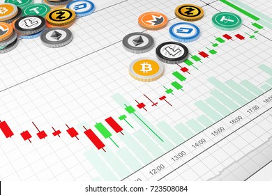 Cryptocurrency Exchange Trades. Trading Schedule. 3D Illustration.