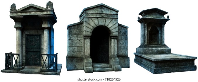 Crypts And Gravestone 3D Illustration