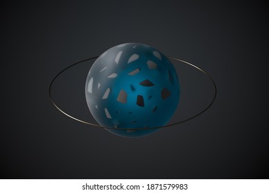 Crystal Ball With Broken Pieces Inside, 3d Rendering. Computer Digital Drawing.