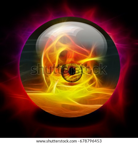 Crystal Ball with eye inside fire