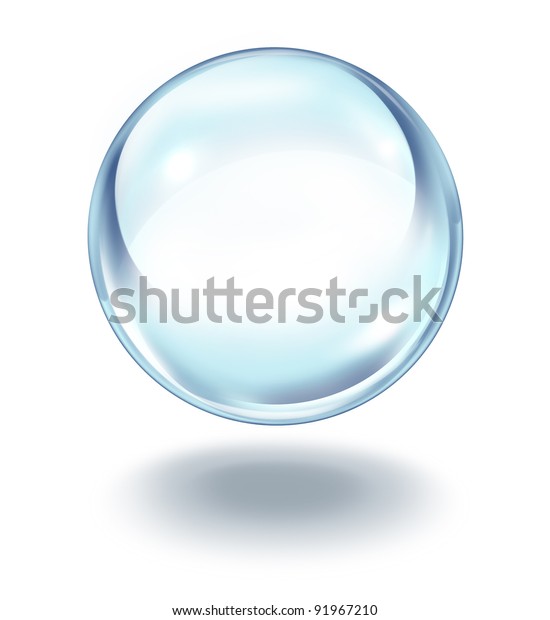 白い背景に透明なガラスの球として浮かぶ水晶の玉で 将来のビジョンや 財政や個人の財産に関する超常的な予測を象徴する影が付いている のイラスト素材 91967210