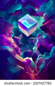 Crystal Gemstone Mineral 3D Background HD 3D Rendering