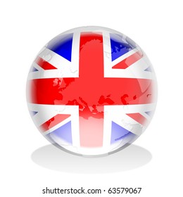 Crystal Globe Of The United Kingdom Flag