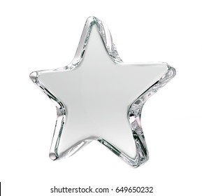 Crystal Icy Glass Transparent Award Five Pointed Star Icon - 3D Rendering Image