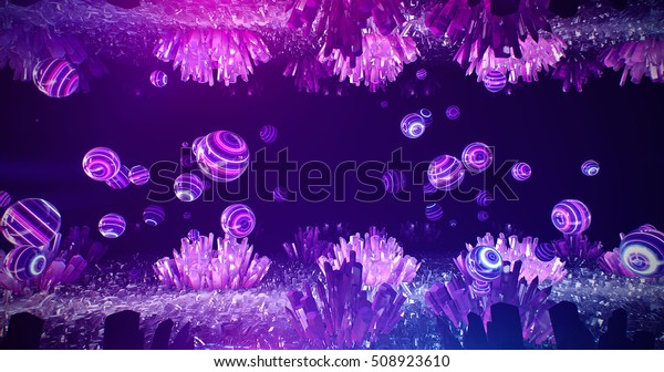 Crystal Neon Cave Music Background Stock Illustration 508923610