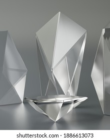 Crystal Podium, Cosmetic Display Stand. 3D Rendering