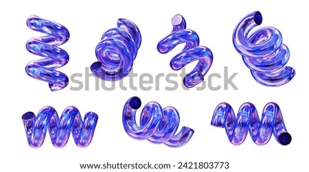 Crystal spring geometry shape set isolated background 3d rendering without AI generated