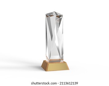 Crystal Trophy Mockup. Isolated Crystal Trophy. 3d Rendering