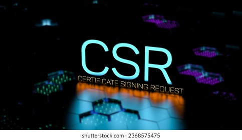 CSR Certificate Signing Request definition, word, acronym. CSR neon banner. 3D render