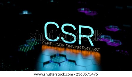 CSR Certificate Signing Request definition, word, acronym. CSR neon banner. 3D render