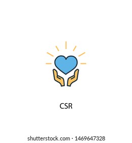 CSR Concept 2 Colored Line Icon. Simple Yellow And Blue Element Illustration. CSR Concept Outline Symbol Design