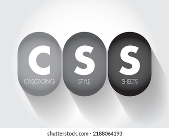 CSS Cascading Style Sheets - Language Used For Describing The Presentation Of A Document Written In A Markup Language, Acronym Text Concept Background