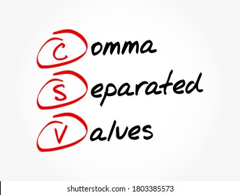 CSV - Comma Separated Values Acronym, Technology Concept Background