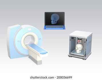 CT Scanner And 3D Printer. Tissue Engineering Technology Concept.