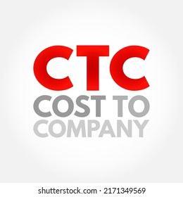 CTC Cost To Company - Total Salary Package Of An Employee, Acronym Text Concept Background