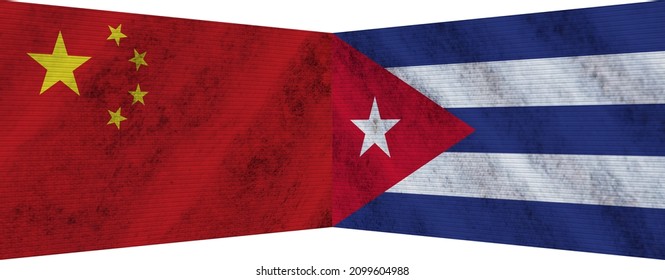 Cuba And China Chinese Two Flag Together – 3D Illustration