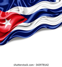 Cuba   flag of silk with copyspace for your text or images and  White background