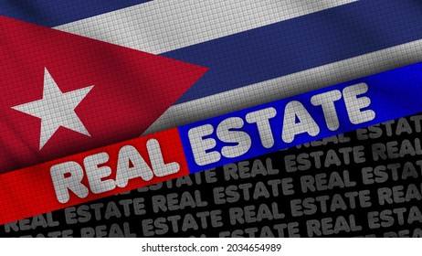 Cuba Wavy Fabric Flag, Real Estate Title, 3D Illustration