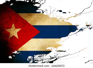 Cuban flag  with some grunge effects and lines