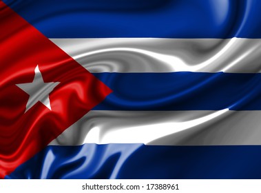 Cuban Flag Waving In The Wind