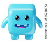 Cube 3D Monster Chibi With White Background