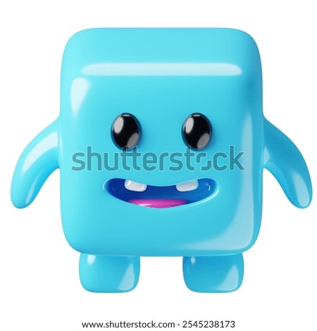 Cube 3D Monster Chibi With White Background