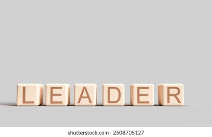 Cube block wooden leader text font square leadership teamwork business office manager businesswoman businessman success colleague meeing employ planning strategy wok job occupation boss.3d render - Powered by Shutterstock