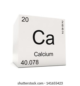 Cube of Calcium - element of the periodic table isolated on white background