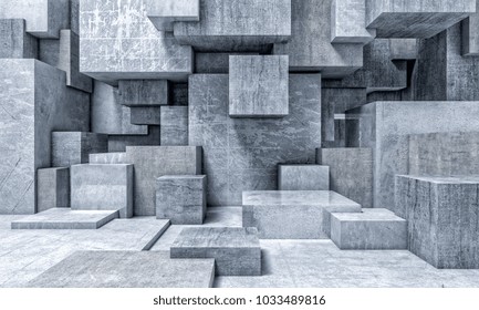 Cube Concrete Abstract Background 3d Rendering Image