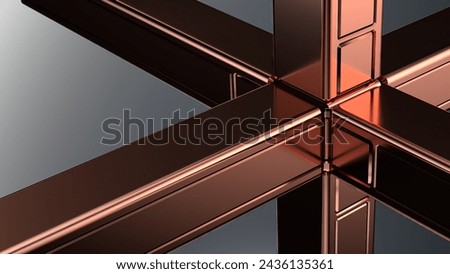 Cube Copper Metal Lump Structure Geometry Elegant Modern 3D Rendering Abstract Background High quality 3d illustration