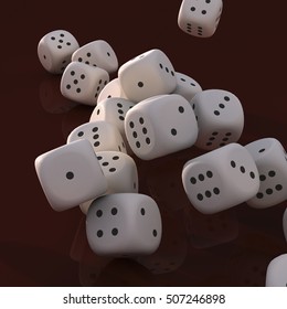 Cube dices falling and black background