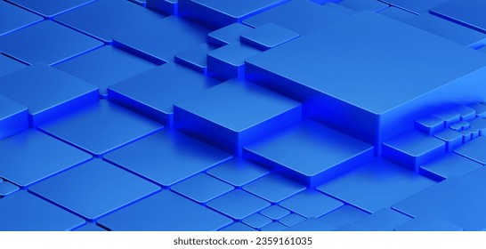Cube geometric background , wave animation , blue coloured, simplify minimal, 4k resolution
