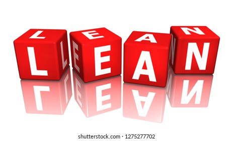 cube lean red 3d rendering