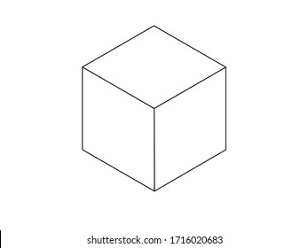 Cube Outline. Isometry Cube Icon