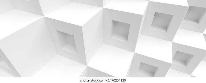 Cube Panoramic Background. Abstract Graphic Design. 3d Illustration