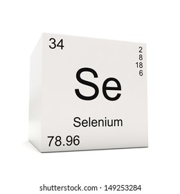 Cube Of Selenium - Element Of The Periodic Table Isolated On White Background