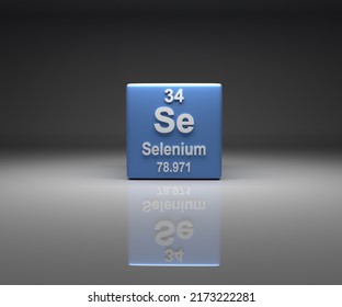 Cube With Selenium Number 34 Periodic Table, 3d Rendering