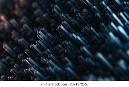 Cubes and materials, materials science and technology, 3d rendering.