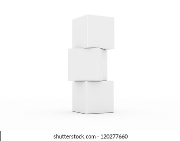 Cubes Stacked Building Concept 3d