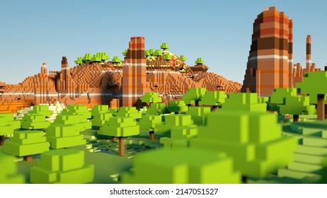 cubic natural landscape 3d render