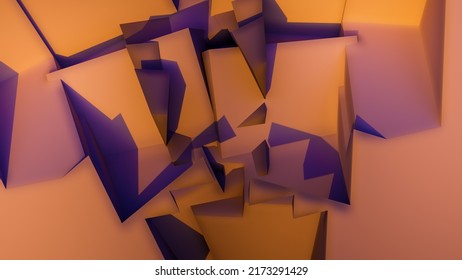 Cubism Random Geometric Shapes Gray Concrete Sculpture Style Design Shadows And Cubes Render Background 3D Illustration