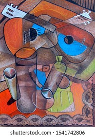 Cubism Still Life Painting. Picasso Style Art.