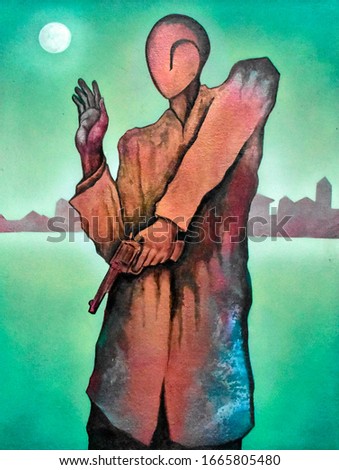 Cubist surrealism figure  painting modern abstract design
